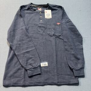 Wrangler WorkWear Pen Pocket Henley Waffle Knit Men's Sz L Gray Brand New